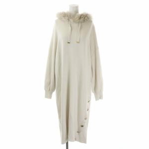 20AW ファーフードニットワンピース 長袖 ロング 36 キナリ