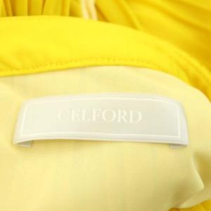 CELFORD ケープ調プリーツワンピース ノースリーブ ロング 紐ベルトリボン 38 黄色 イエロー