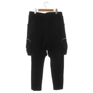 C-DIEM カーゴハーフスパッツレイヤードパンツ スリム スウェット イージー L 黒 ブラック
