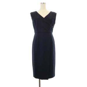 カシュクールワンピース ひざ丈 ノースリーブ 38 紺 ネイビー