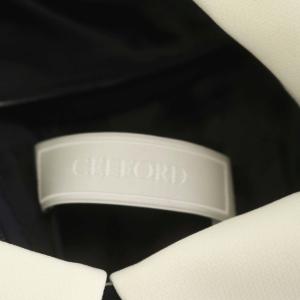 CELFORD 21SS 襟付きポンチコクーンワンピース ロング ミモレ丈 五分袖 38 紺 白 ネイビー ホワイト