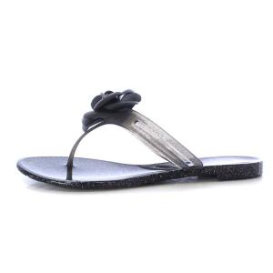 CHANEL トングサンダル フラット カメリア ココマーク ラバー 39 黒