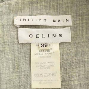 CELINE ワンピース ロング ノースリーブ ボートネック ウール 38 グレー