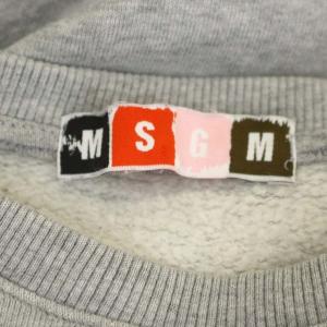 MSGM スウェット ポケット ワンピース チュニック ミニ 長袖 バックプリント 裏起毛 XS 杢グレー