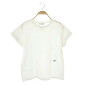 鹿の子半袖トップス カットソー ロゴ刺繍 コットン 01 オフホワイト
