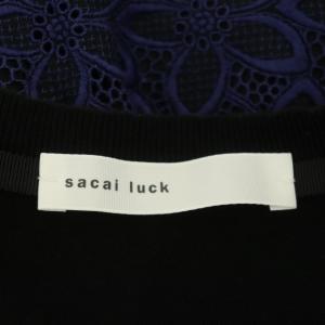 sacai luck バックレース ワンピース 半袖 ミニ 1 黒 紺 ブラック ネイビー