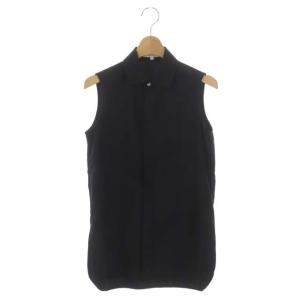 MADISONBLUE ノースリーブ シャツ チュニック ロゴ刺繍 ウール XS 黒 ブラック