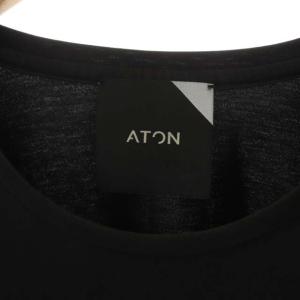 ATON クルーネックTシャツ カットソー 半袖 コットン 02 黒 ブラック