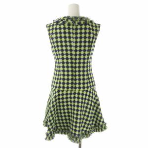 Diagram GRACE CONTINENTAL BONOTTO ツイードフレア ワンピース ノースリーブ 膝丈 36 黄緑 紺 白