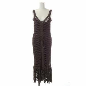 MEDI CROCHET FRINGE DRESS ワンピース ノースリーブ ロング フリンジ S スモークパープル