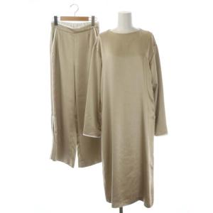 MIGNONNE LADY SET UP セットアップ 上下 ワンピース ロング 長袖 ワイドパンツ S ベージュ 白 ホワイト