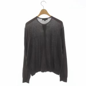 Drawer コットン シルク クルーネック カーディガン ニット 長袖 2 チャコールグレー