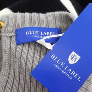 BLUE LABEL CRESTBRIDGE リブニット 切替 七分袖 ワンピース ミニ 38 グレー 黒 ブラック