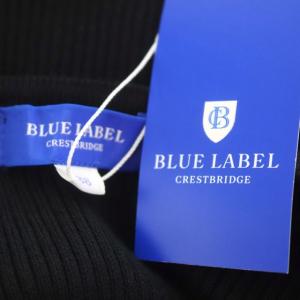 BLUE LABEL CRESTBRIDGE リブニット チェック 切替 ワンピース ミニ 長袖 38 黒 マルチカラー