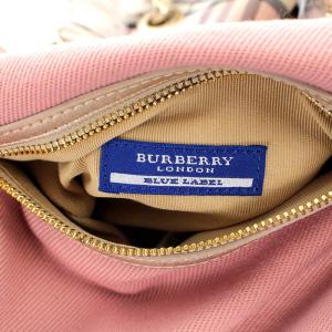 BURBERRY BLUE LABEL トートバッグ リバーシブル チェック キャンバス ピンク 白 ホワイト