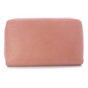 CHANEL ヴィンテージ 長財布 二つ折り カメリア ココマーク ラウンドジップ レザー ピンク 12番台