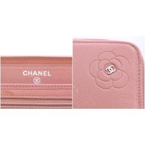 CHANEL ヴィンテージ 長財布 二つ折り カメリア ココマーク ラウンドジップ レザー ピンク 12番台