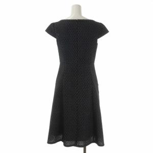 TOCCA 22SS UNISON ドレス ワンピース フレンチスリーブ ひざ丈 刺繍 0 黒 グレー ブラック