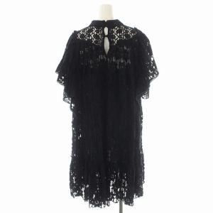 ISABEL MARANT ETOILE レースワンピース 膝丈 半袖 スタンドカラー 36 黒 ブラック