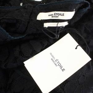 ISABEL MARANT ETOILE レースワンピース 膝丈 半袖 スタンドカラー 36 黒 ブラック