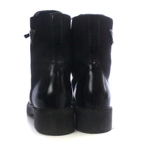 PRADA ブーツ 8ホール 三角ロゴ ナイロン レザー 23.5cm ブラック