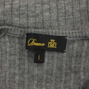 Drawer 18G カシミヤ シルク混 リブクルーネックニット カットソー 長袖 1 グレー