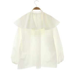 Drawer ラッフルカラーブラウス Vネック 長袖 36 白 ホワイト