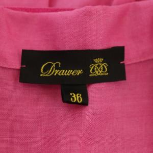 Drawer エンブロダイリーワンピース シャツワンピース ロング 刺繍 半袖 リボンベルト付き 36 ピンク