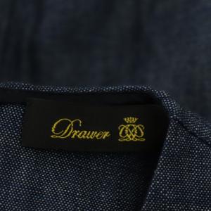 Drawer 21AW セーラーカラーデニムワンピース ロング 長袖 リネン混 ネイビー