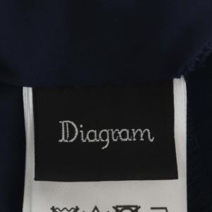 Diagram GRACE CONTINENTAL ドッキングニットワンピース 半袖 ロング プリーツ ベルト付き 36 ライトブルー 紺 ネイビー