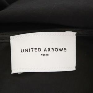 UNITED ARROWS 22SS パフスリーブ Vネック ワンピース 七分袖 ロング タイト 38 黒 ブラック