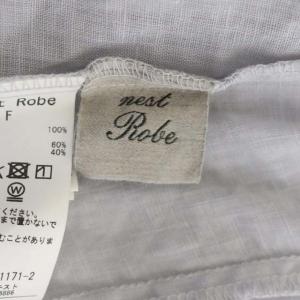 nest Robe リネンバンドカラースモックワンピース 長袖 ロング F ライトグレー