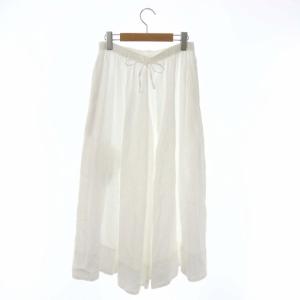 nest Robe リネンギャザースカート オフシロ フレア ロング F ホワイト