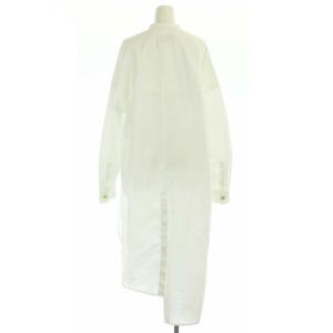 nagonstans 21AW ECOタイプライター アシンメロング Shirt シャツワンピース 長袖 前開き バンドカラー M 白 ホワイト