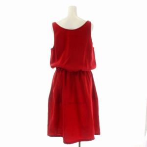 JIL SANDER ネイビー NAVY ワンピース ノースリーブ ロング シルク混 38 赤 レッド ベージュ