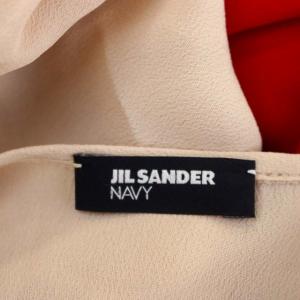 JIL SANDER ネイビー NAVY ワンピース ノースリーブ ロング シルク混 38 赤 レッド ベージュ