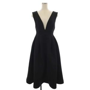 22SS ポンチジャンパードレス ワンピース ロング ノースリーブ Vネック 36 黒 ブラック