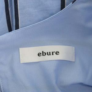 ebure ストライププルオーバーブラウス シャツ 七分袖 Vネック 38 ライトブルー 黒 白
