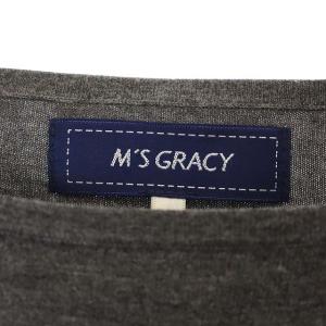 M'S GRACY リブスリーブ ベルベットリボンニット カットソー 長袖 40 グレー