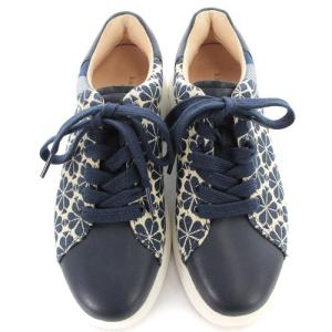 kate spade new york 22SS spade flower jacquard snekers スニーカー ロゴ 切替 US5B 22cm 紺 ネイビー