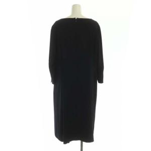 23区 vingt-trois ボートネックタックワンピース ロング 七分袖 46 紺 ネイビー