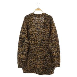 DRIES VAN NOTEN ロングニットカーディガン Vネック ウール アルパカ混 キャメル ブラック