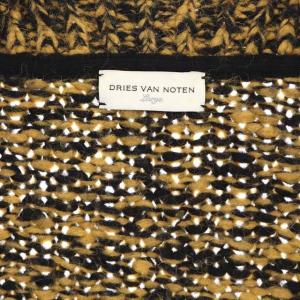 DRIES VAN NOTEN ロングニットカーディガン Vネック ウール アルパカ混 キャメル ブラック