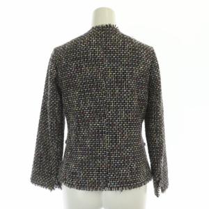 Theory RAINBOW TWEED スーツ セットアップ 上下 ノーカラージャケット タイトスカート ひざ丈 ツイード 00 X00