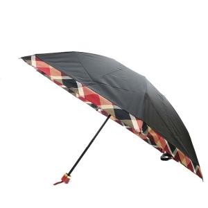 折り畳み傘 チェック 黒 赤 ブラック レッド