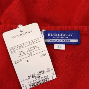 BURBERRY BLUE LABEL ニット チェック カットソー 半袖 ヘンリーネック 38 赤 紺 白