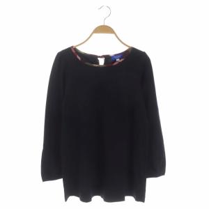 バックリボン カットソー パフスリーブ 長袖 ロゴ刺繍 38 紺 ネイビー