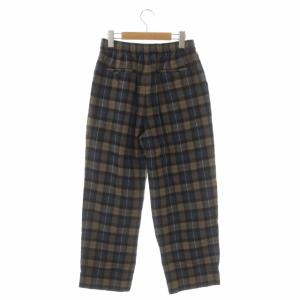 SHIPS any チェック テーパード イージー パンツ ウール混 38 黒 紺 ライトブラウン