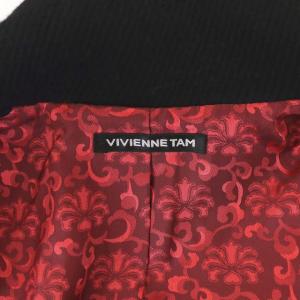 VIVIENNE TAM ロングコート アウター 花柄刺繍 総裏地 0 黒 ブラック マルチカラー