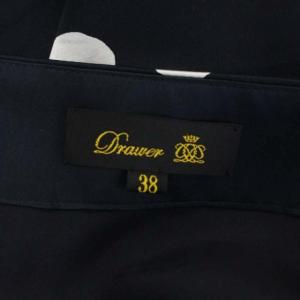 Drawer シルクサテンドットスカート フレアスカート ロング 38 紺 白